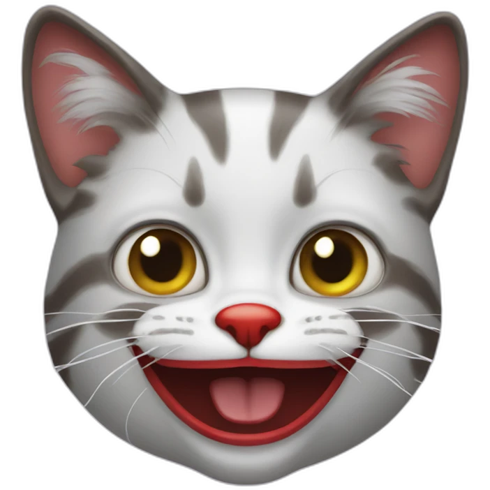 crazy cat with clown nose emoji