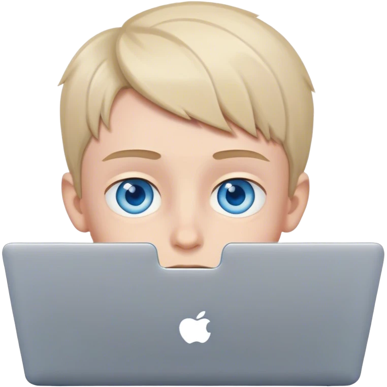 boy with blue eyes on a laptop emoji