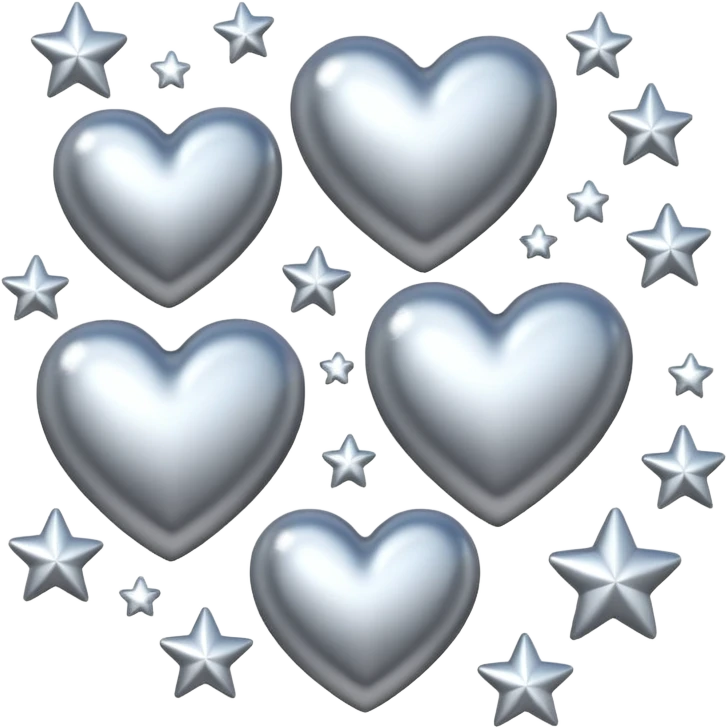 Silver hearts and stars emoji