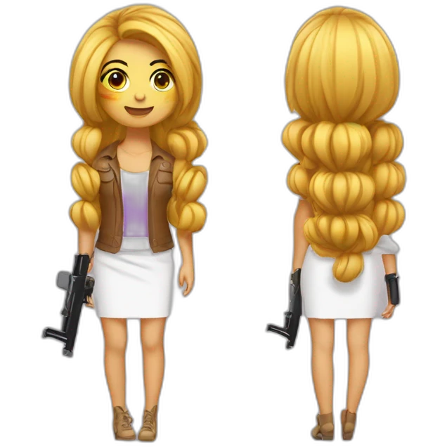 Chica morocha con pelo largo y tez blanca con tufting gun emoji