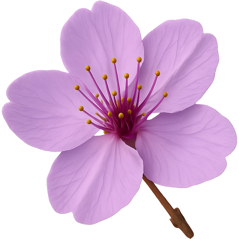 show one purple cherry blossom, remove background emoji
