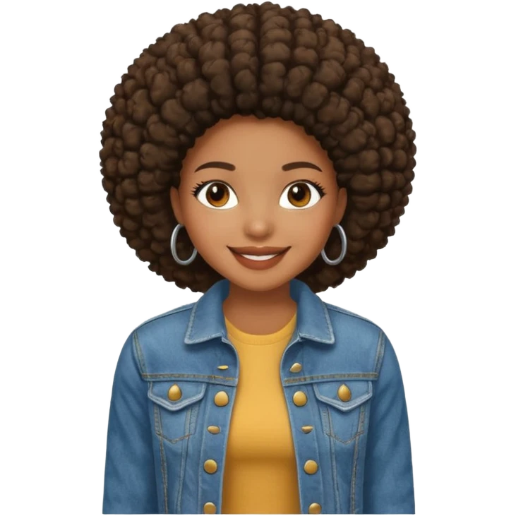 afro girl in jean jacket emoji