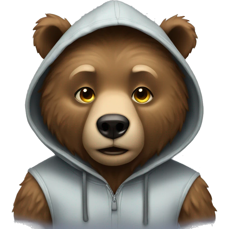 Bear wears hoodie emoji