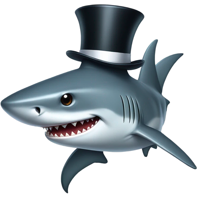 Shark with a top hat emoji