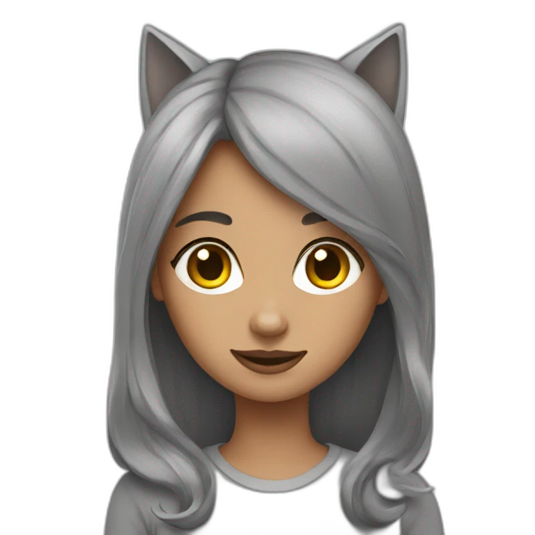 Girl with two Grey cats emoji