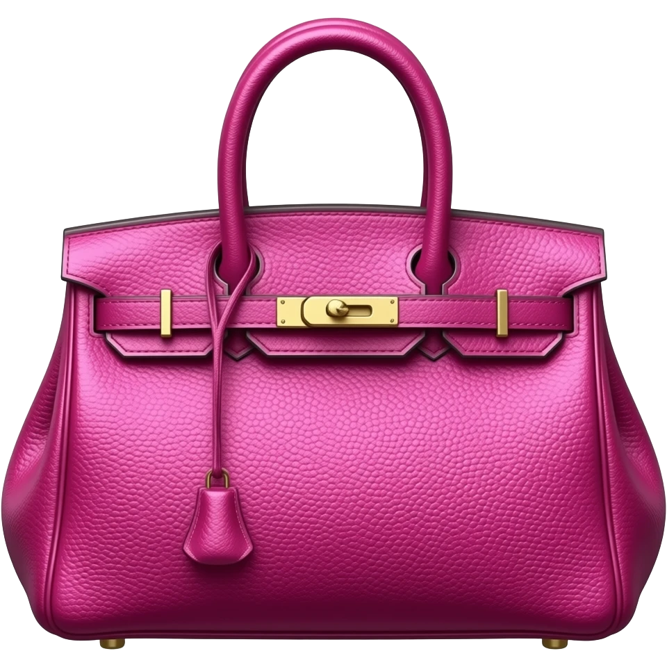 Hyperrealistic, isolated, 3d rendering, extreme detailed, shimmery, vivid fuchsia pink BRAHMIN EMERALD LULIA CAROLINE SATCHEL  GENUINE LEATHER Bag emoji