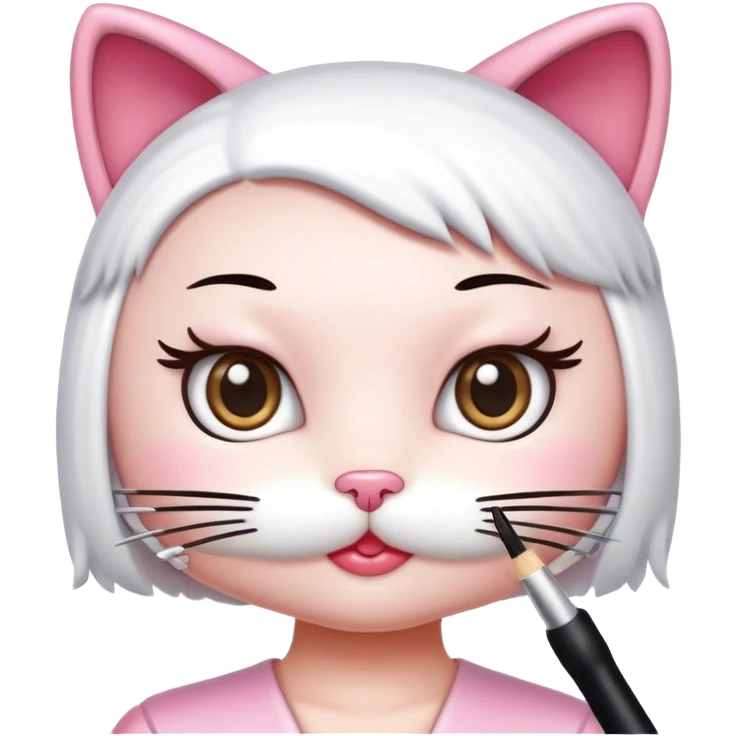  hello Kitty SANRIO cat, getting her eyelashes done with a spoolie  emoji