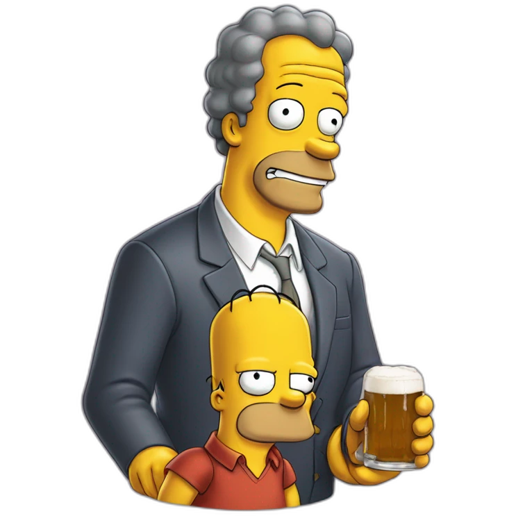 Simpson qui boit une bière avec son fils emoji