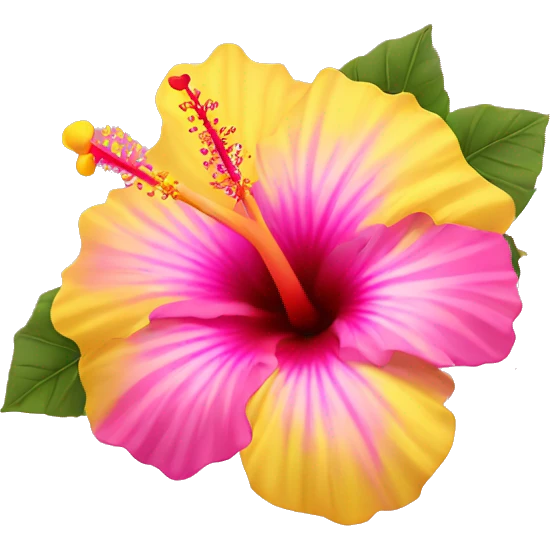 yellow and pink hibiscus flower emoji