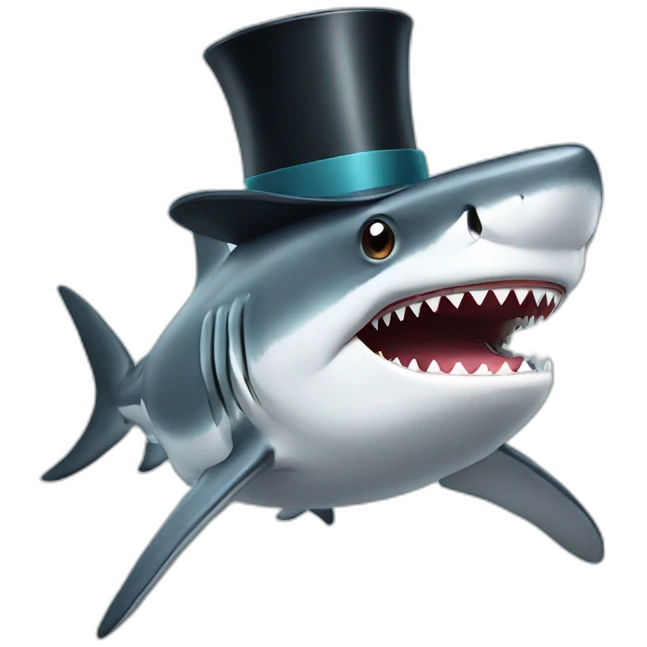 Shark with a top hat emoji