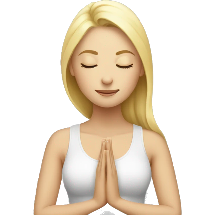 Blonde lady doing yoga with closed eyes emoji