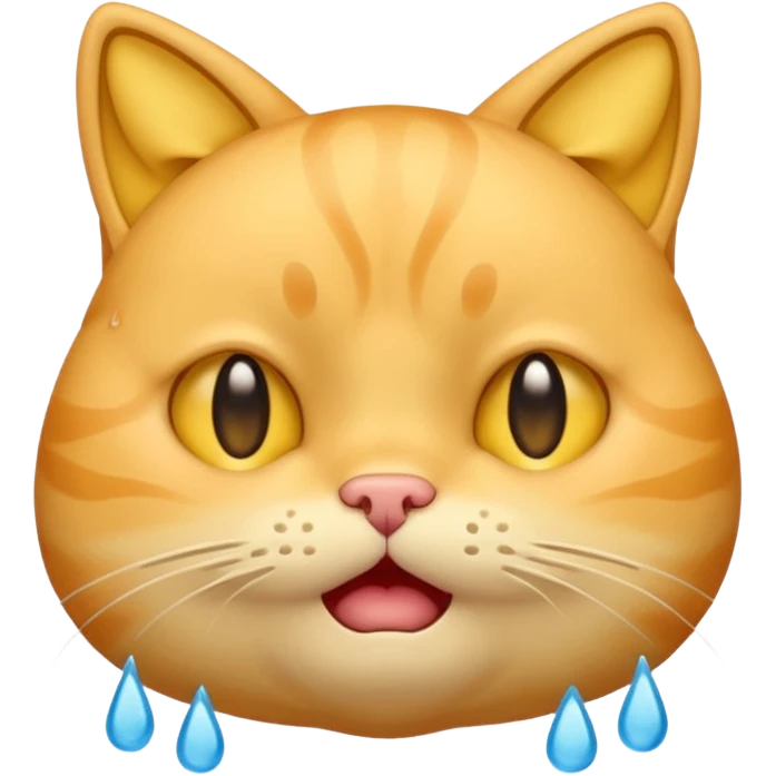 yellow cat  like this 😸😿🐱 with crying tears streaming down its cheeks (like this 😭) emoji