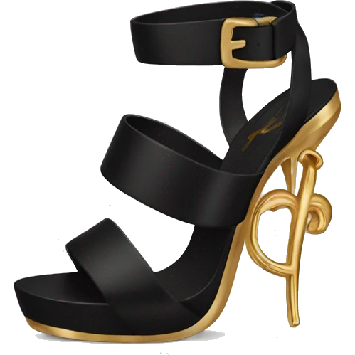 Black sandals with gold YSL heel  emoji