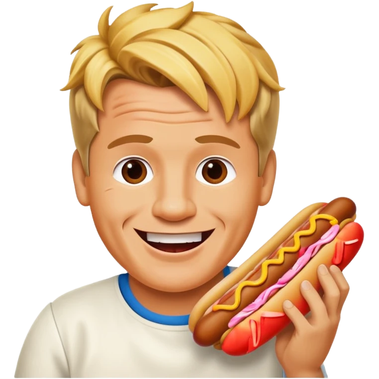 gordon ramsay eat hotdog, happy smile emoji