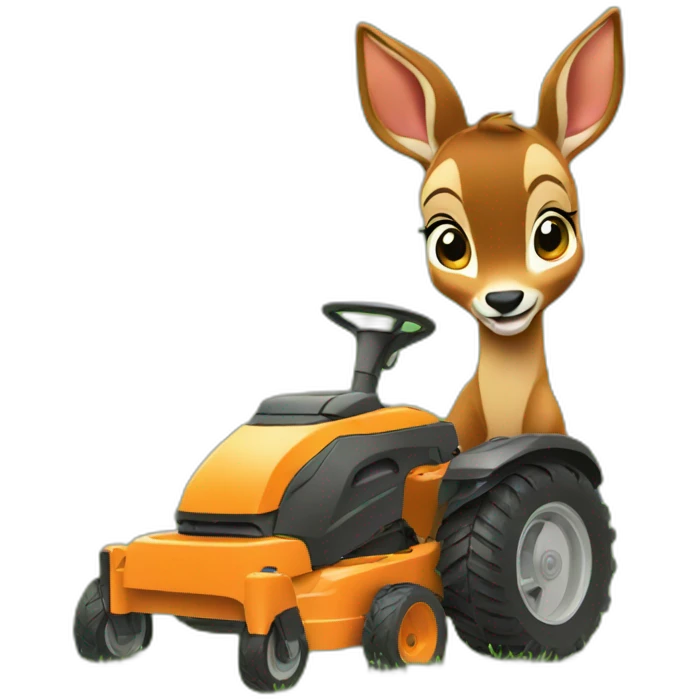 Bambi with lawnmower emoji