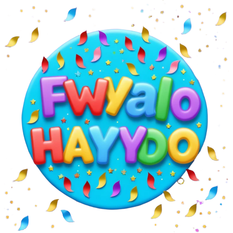 text 'FwHaydo' with confetti and sparkles emoji