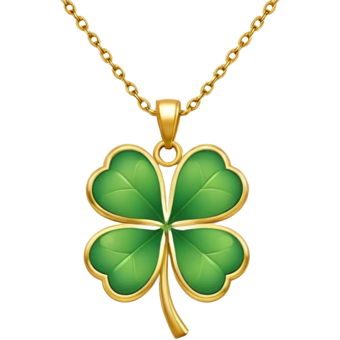 Lucky clover charm necklace – green four-leaf clover.
 emoji
