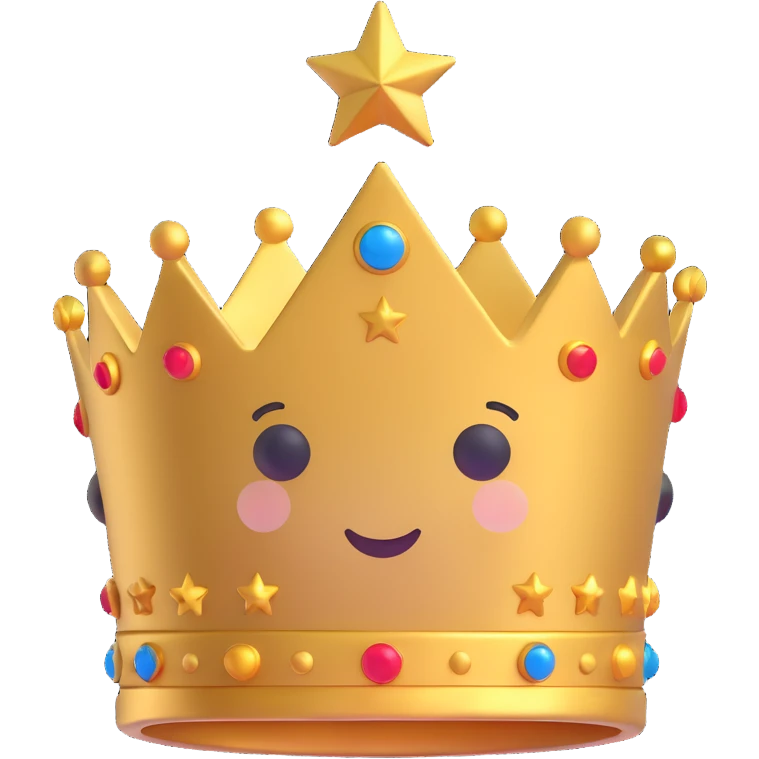 gold star with a crown, representing the word 'Elite', 3D emoji style emoji