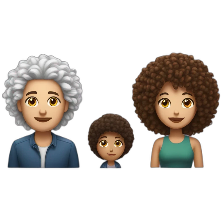 one white man with long curly hair and one mixed race woman with afro cut and one alley cat seat emoji