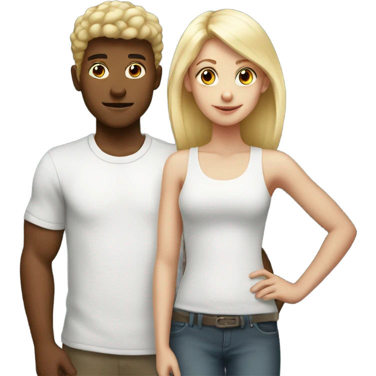 Strong boy with girl white and blonde emoji