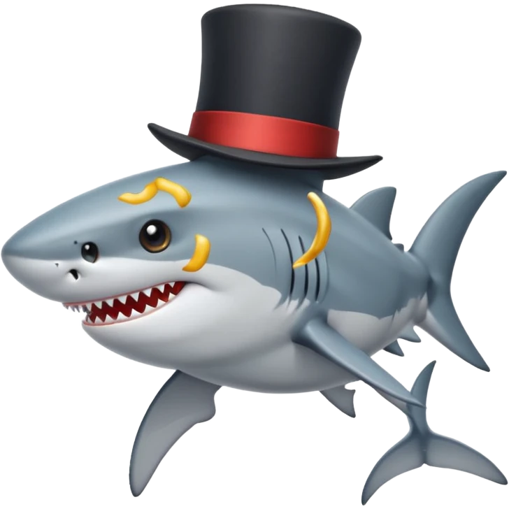 Shark with a top hat emoji