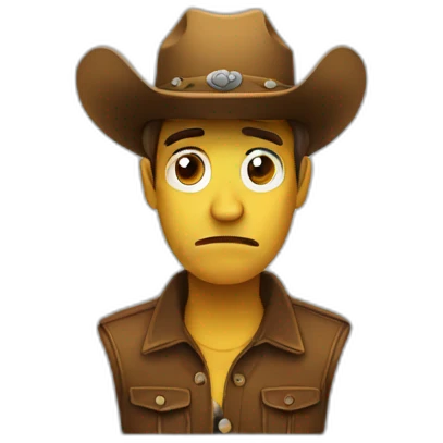 sad face with a cowboy hat emoji