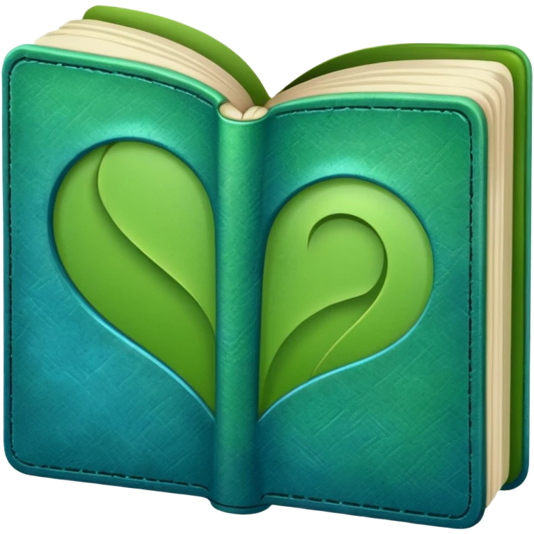 green and blue book with an abstract symbol on it emoji