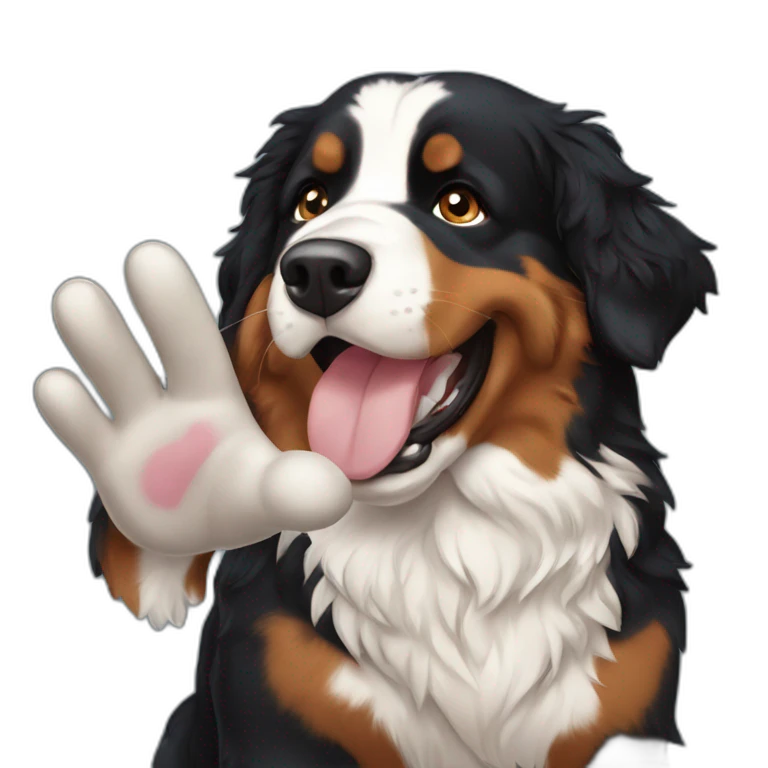 Bernese mountain dog give me five emoji