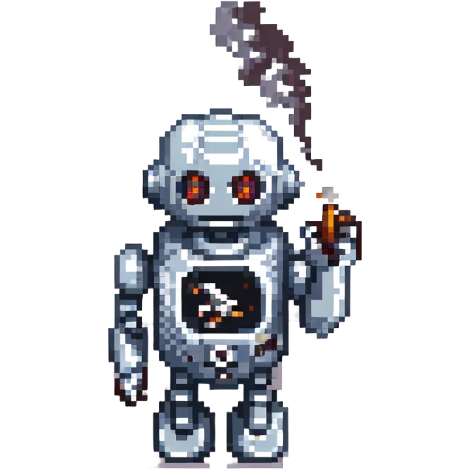 robot with a cigarette emoji