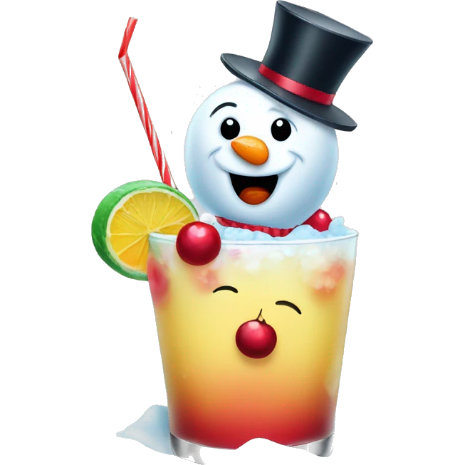 sweet snowman with coctail  emoji