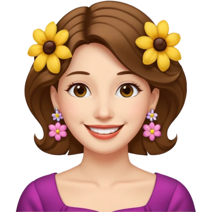 Lady wearing flower earrings


























 emoji