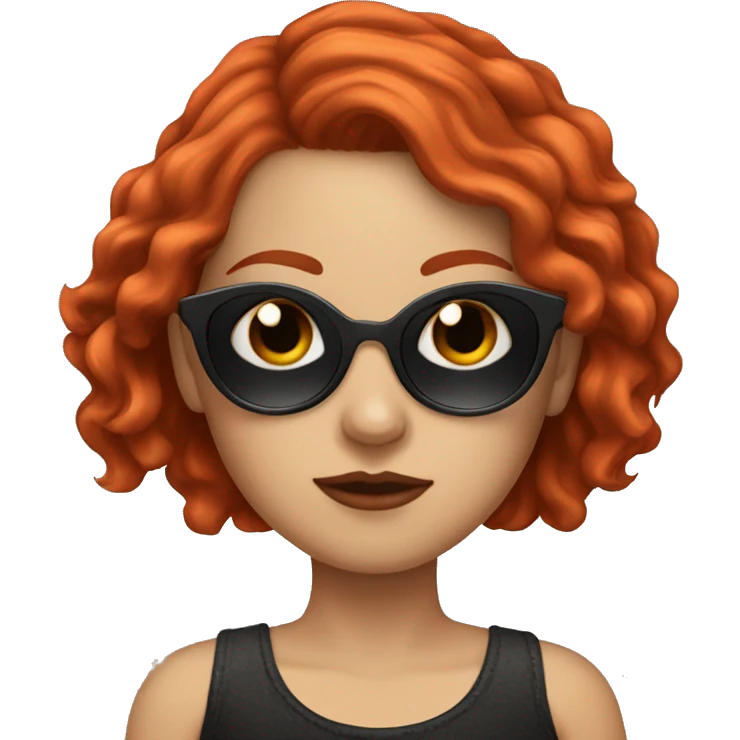 white girl with red hair and tattoos wearing sunglasses  emoji