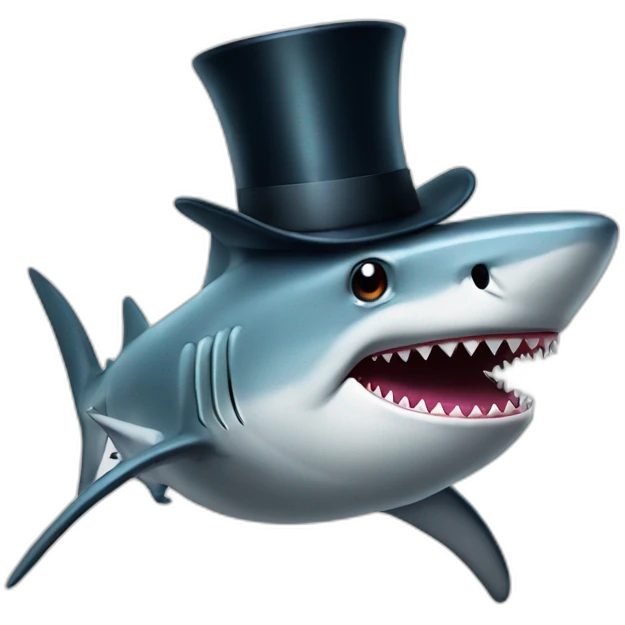 Shark with a top hat emoji