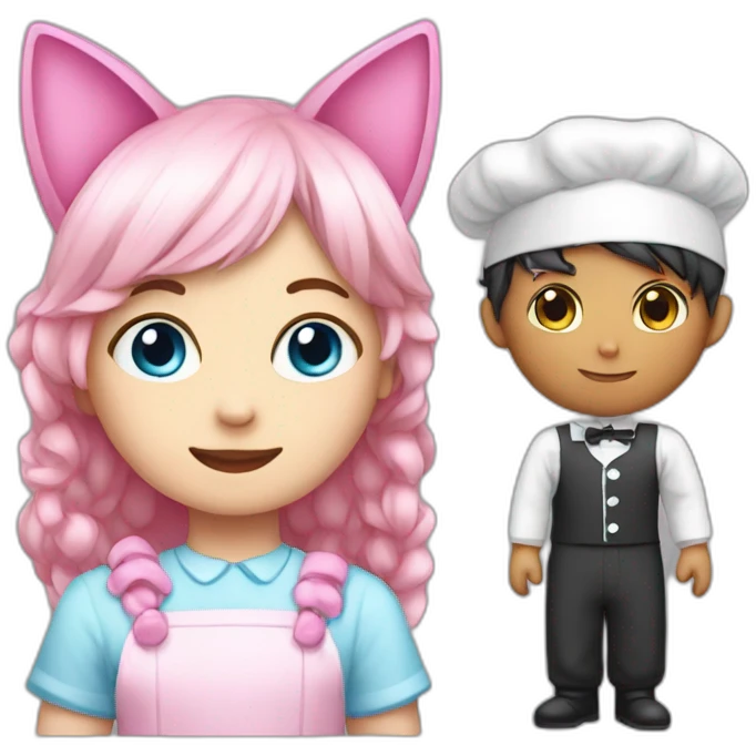 Boy with a pink boy cat ears and a maid dress emoji
