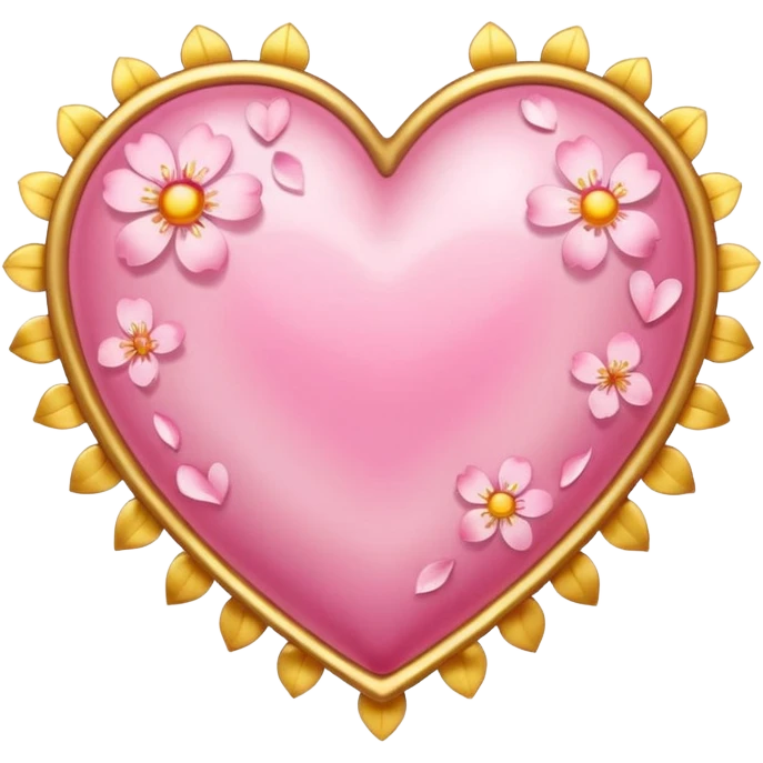 heart with sakura and a golden sun emoji