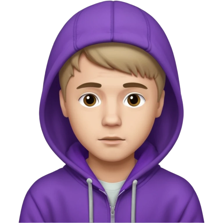 justin bieber, wear purple hoodie emoji
