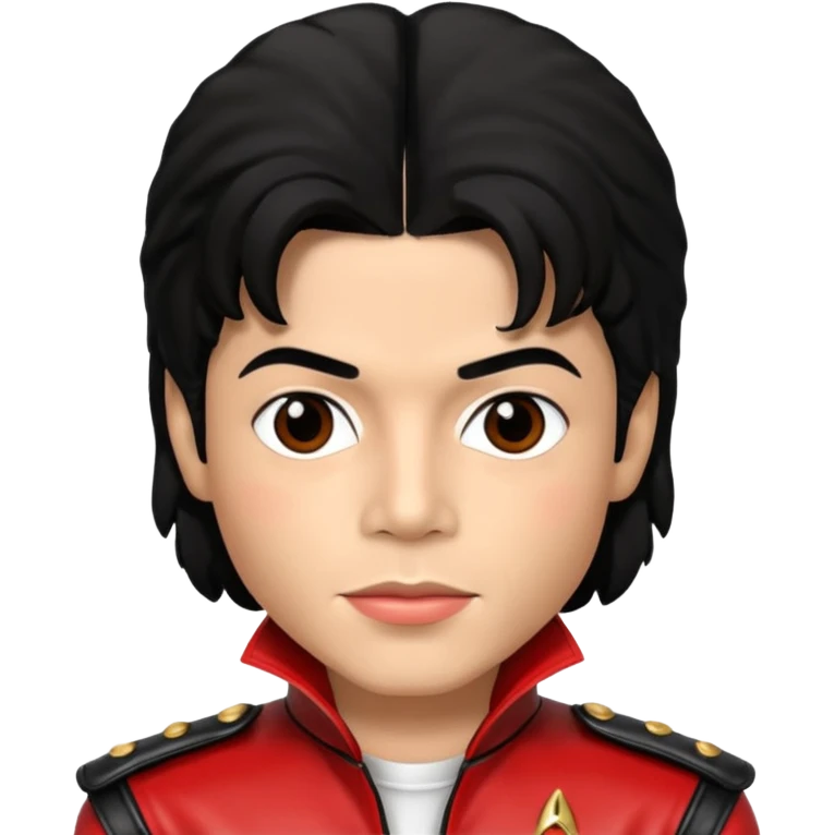 Michael Jackson light skin, black hair, brown eyes, red and black outfit emoji
