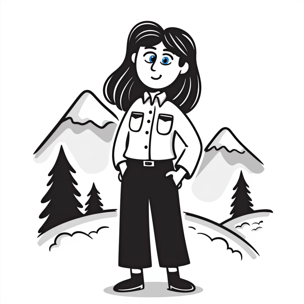 white woman park ranger with brown hair and blue eyes in a nature background emoji