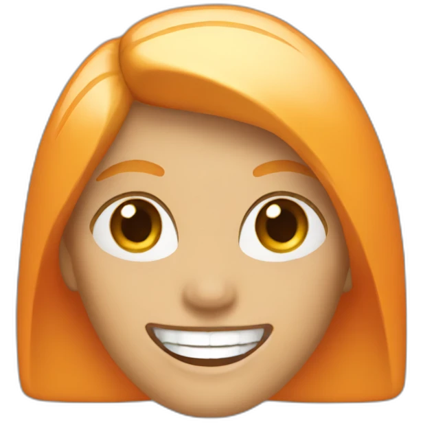 a very orange woman with blonde hair and white teeth emoji