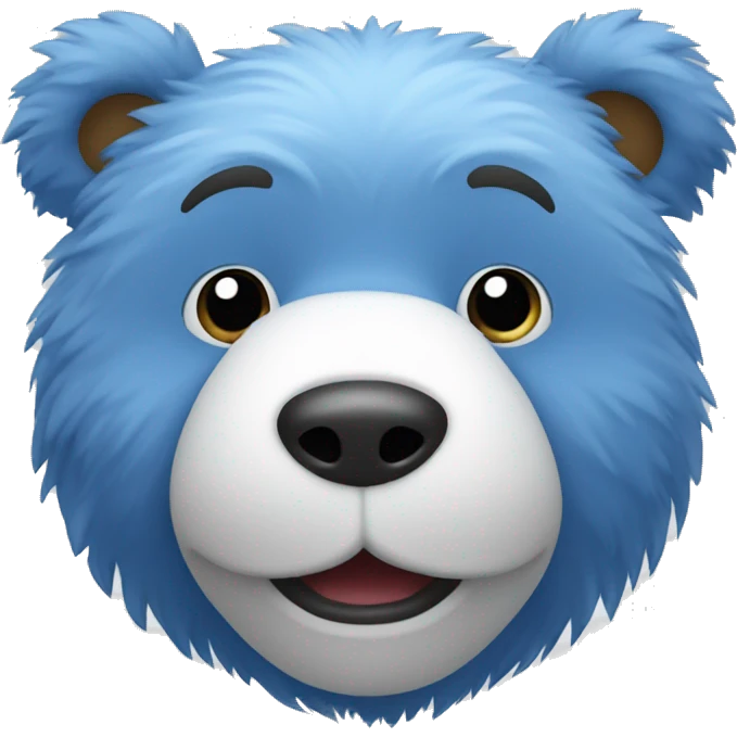 Fuzzy blue bear wearing a shirt and making a “wow” face  emoji