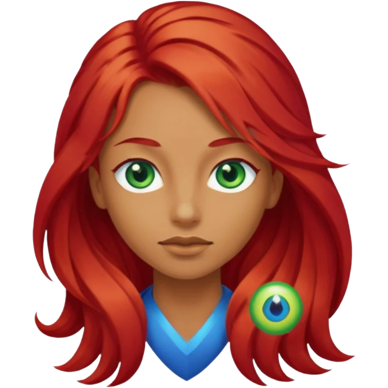 Like the first but her eye green  and blue and her hair red that brolong herwn  emoji