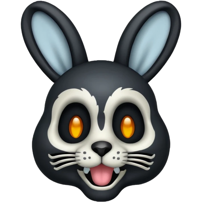 Emoji tête de Lapin squelette noire qui fait bonjour de la main  emoji