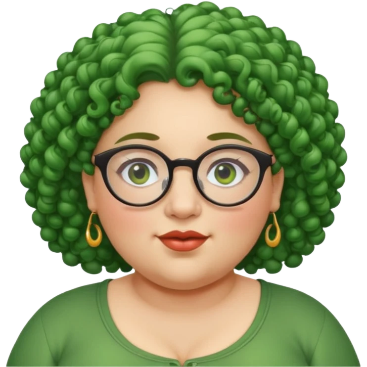  glassess and green curly haired fat girl earrings emoji