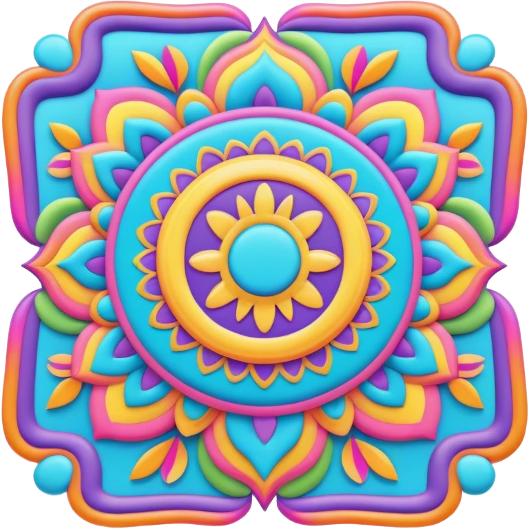 3D, psychedelic colored hippie style border emoji