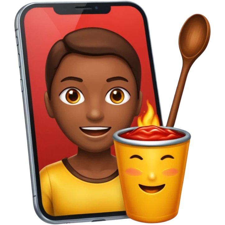 Um Android comendo uma maçã emoji