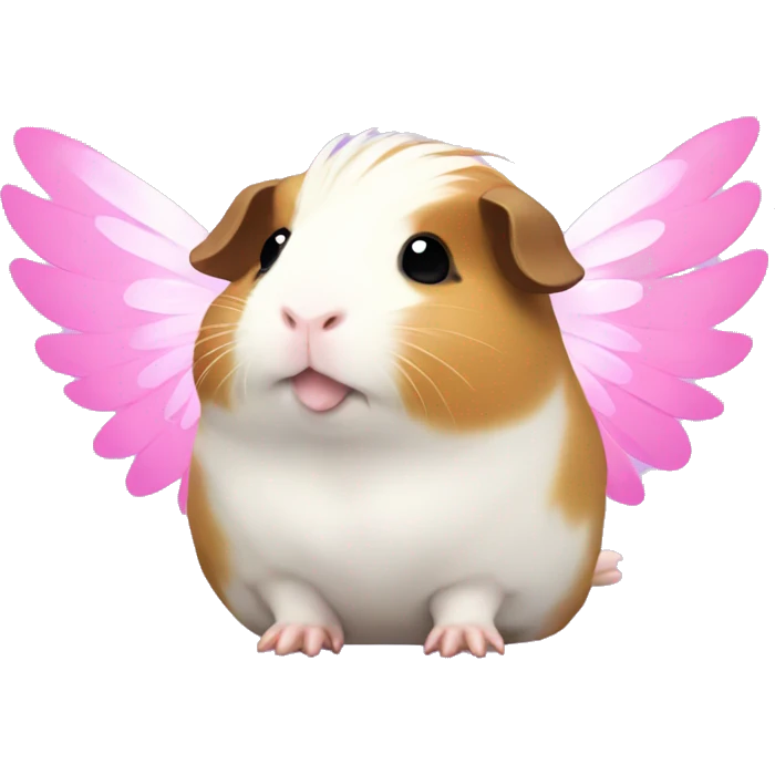 Kawaii Guinea pig with pink angel wings emoji