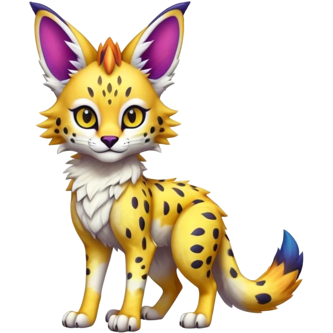 Cute Kawaii Epic Colorful Sergal-Serval-Vernid full body emoji