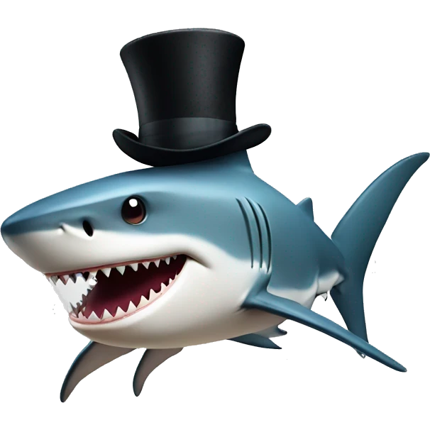 Shark with a top hat emoji