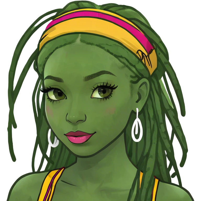 Black girl with long realistic eyelashes, lipgloss and locs emoji