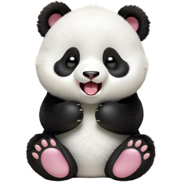 Cinematic Cute Yawning Baby Panda Portrait Emoji, Head tilted slightly with a dramatic, wide-open yawn, showcasing a soft, fuzzy black and white Fur with droopy ears, round eyes barely open in drowsy contentment, Simplified yet irresistibly adorable features, highly detailed, glowing with a soft, cozy glow, high shine, relaxed yet expressive, stylized with a touch of gentle whimsy, bright and endearing, soft glowing outline, capturing the essence of a sleepy yet affectionate baby panda, so drowsy it feels like it could curl up out of the screen for a nap! emoji